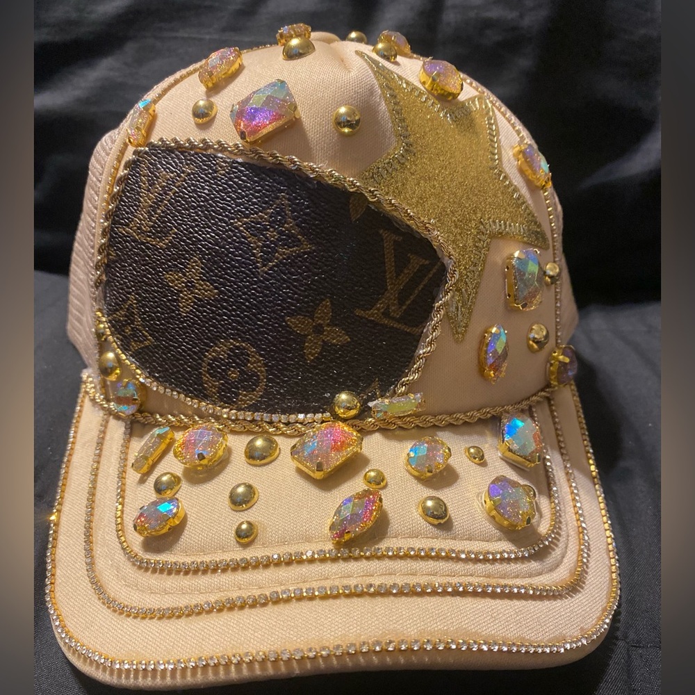 Embellished Gold and Black Designer Cap